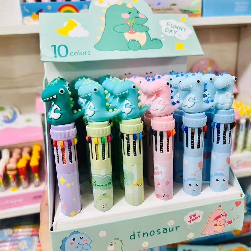 خودکار 10 رنگ دایناسوری زیبا - رنگ یاسی