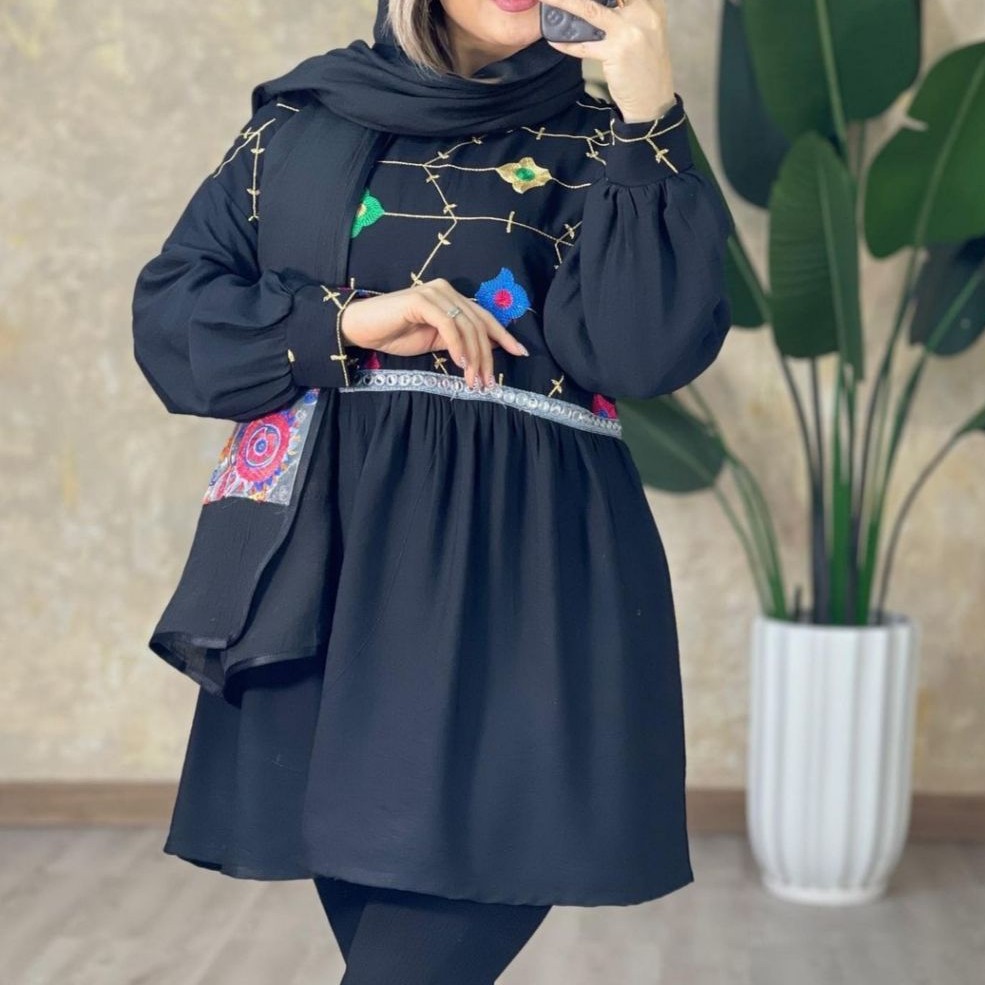 مانتو عروسکی تابستانه جنس کرسپو خرجکار گلدوزی شده درجه یک