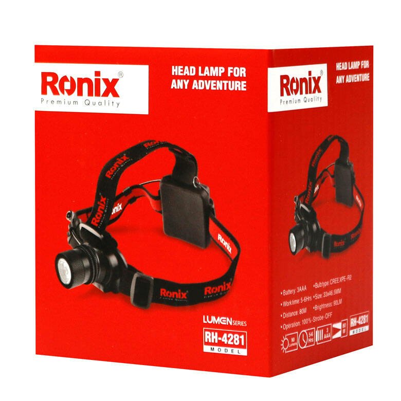 چراغ پیشانی 90 لومن رونیکس RH-4281 با برد 80 متر