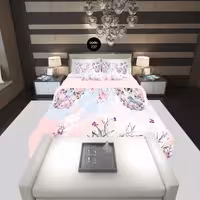 سرویس  روتختی دونفره 8تکه چاپی قابل ست با پرده با انتخاب جنس پارچه کد737