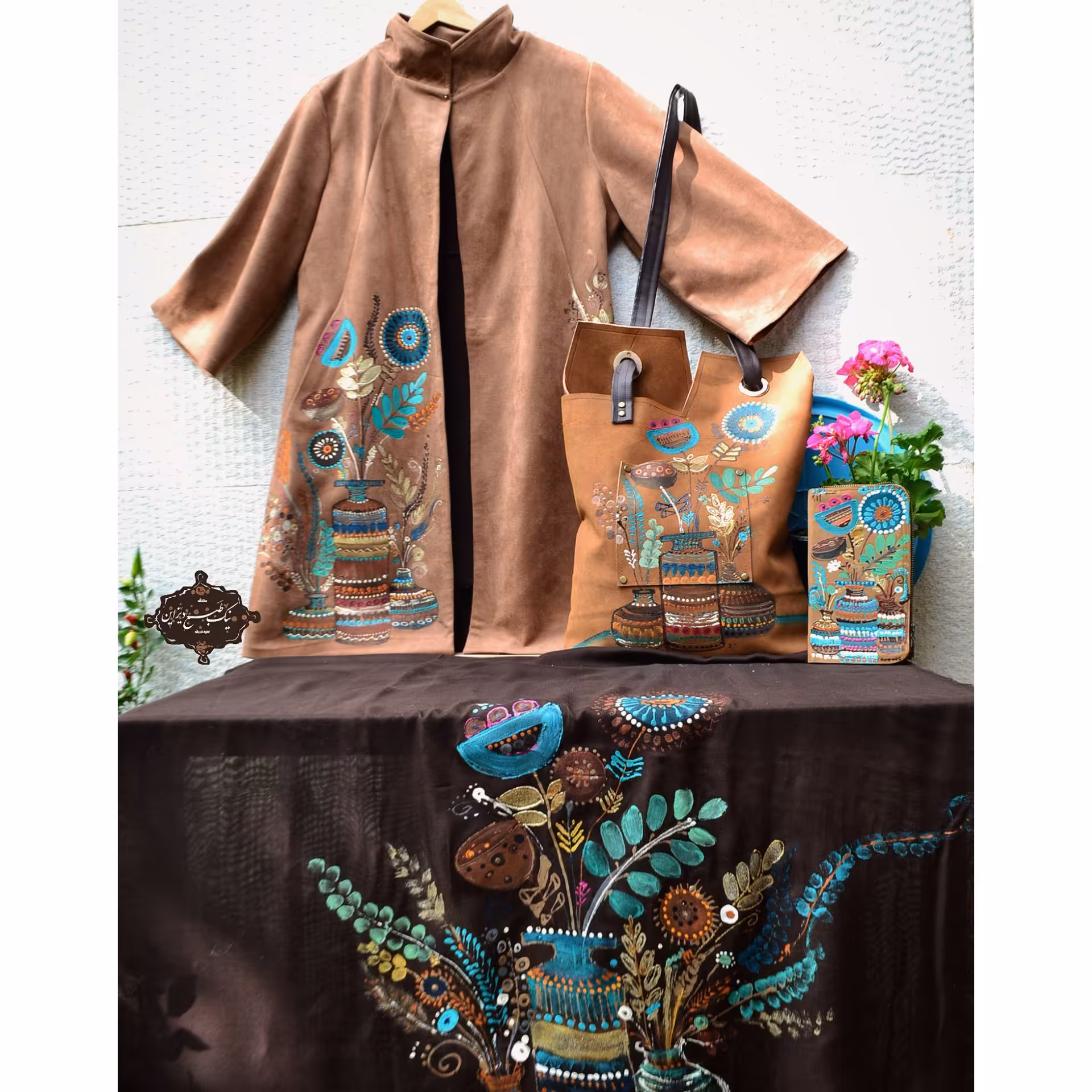 ست پاییزه پالتو پاییزه ،شال،کیف نیک طبع دیزاین