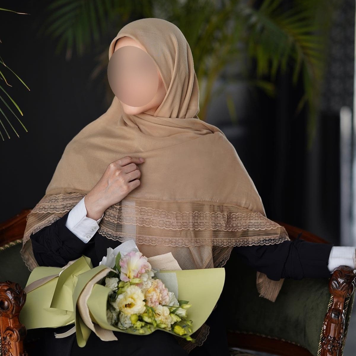 روسری نخ پنبه دور گیپور قواره 140 کد 10-125 هدیه روز مادر