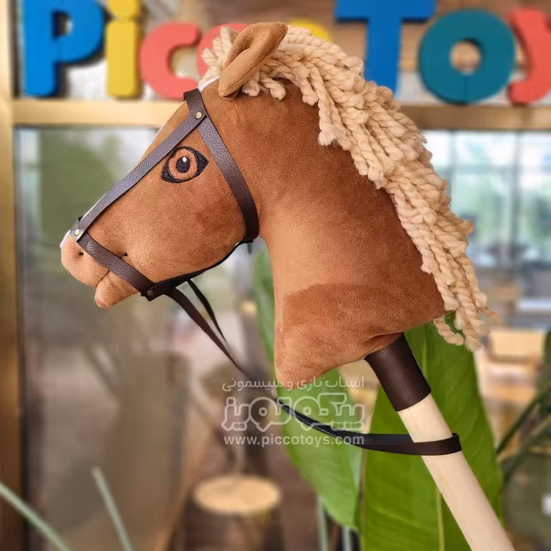 واکر کودک چوبی طرح اسب رنگ قهوه ای یال کرم کد P/FH005/H