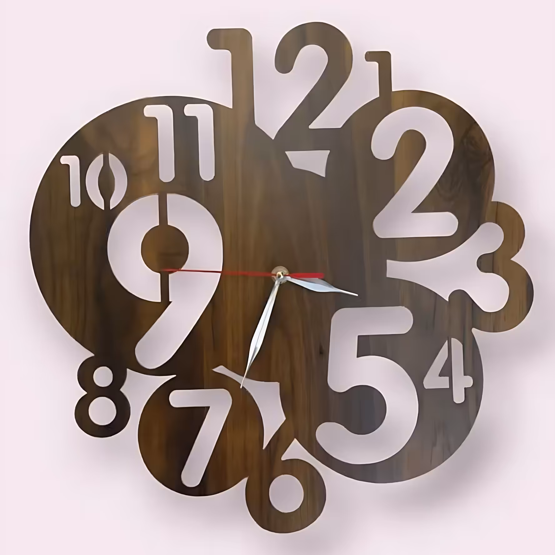 ساعت دیواری مدرن النس کد2001 چوبی با متور کوارتز آرام گرد 