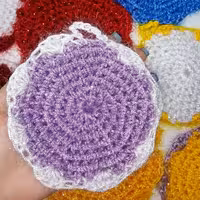 اسکاچ ظرف شویی بافتنی یک لایه سوزنی طرح دایره بنفش سفید 