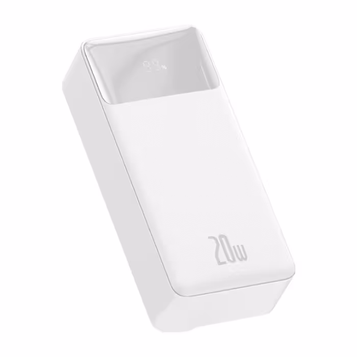 پاوربانک باسئوس مدل Bipow Digital Display White ظرفیت 30000 میلی‌آمپر 20 وات