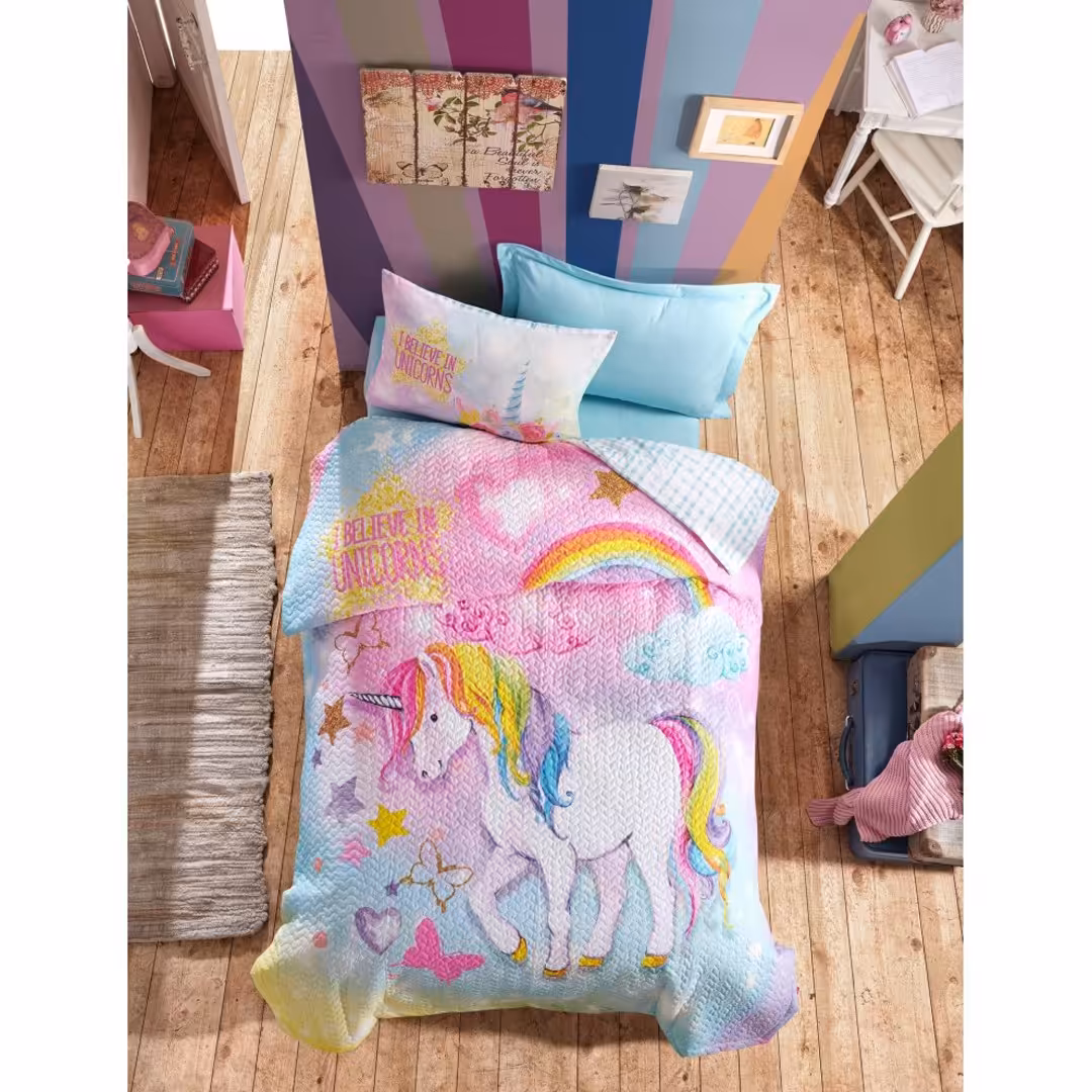 ست روتختی پنبه دوزی کاتن باکس مدل Junior Dearm Mint تک نفره 3 تکه