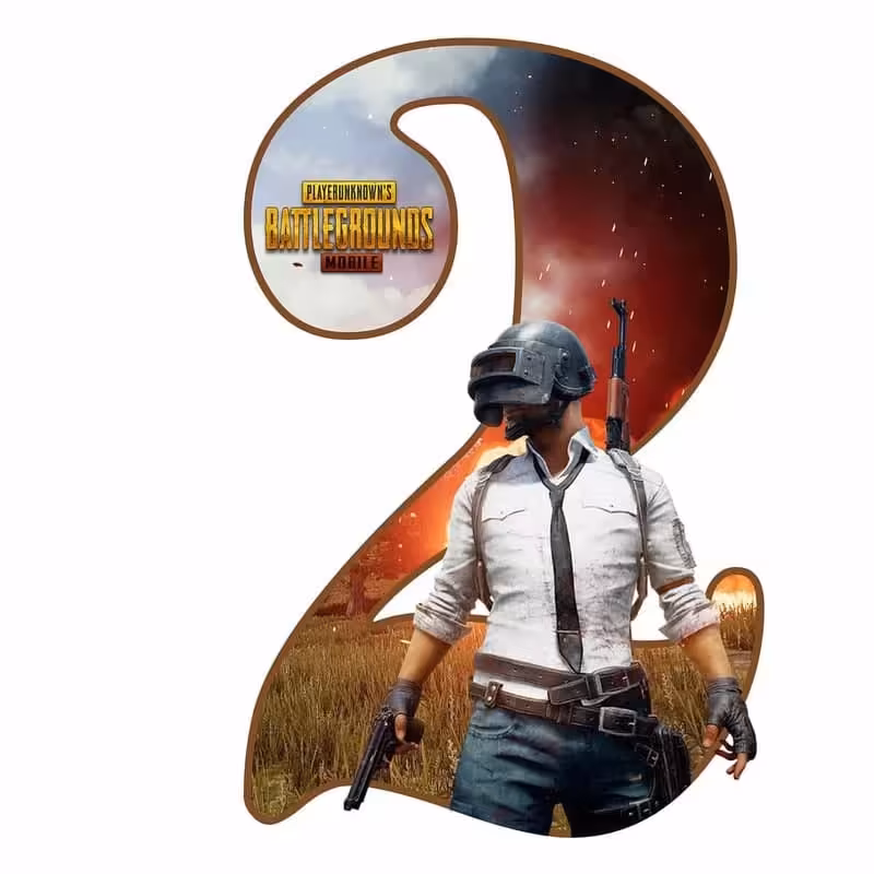 استند رومیزی تولد مدل عدد 2 طرح پابجی