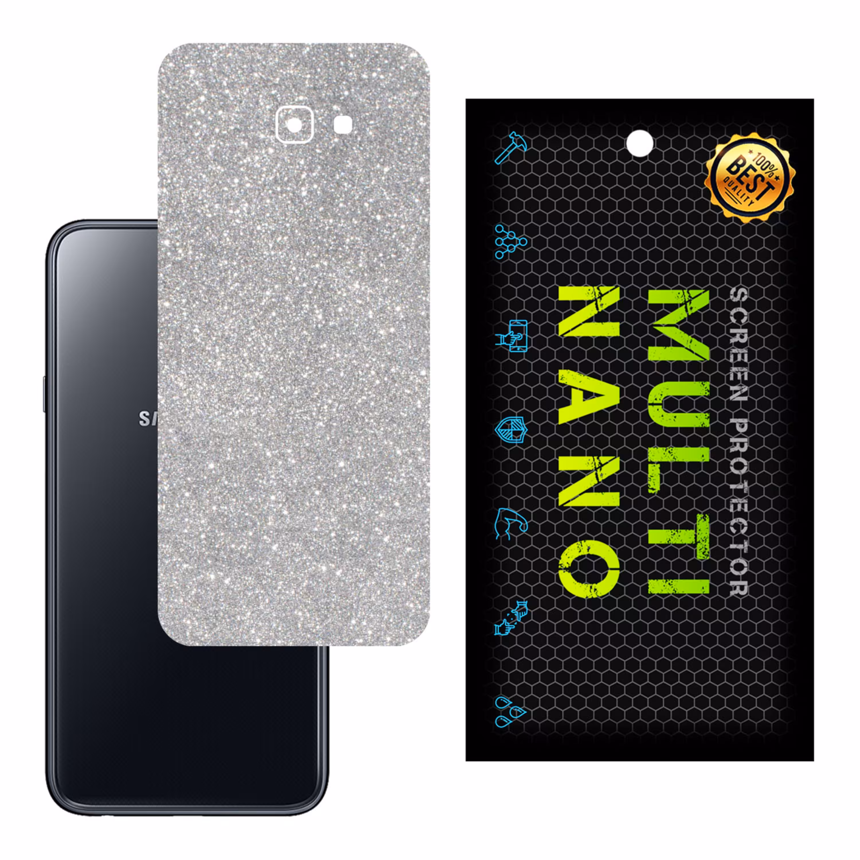 برچسب پوششی MultiNano مدل X-G1F-Silver برای پشت موبایل سامسونگ J4 Plus