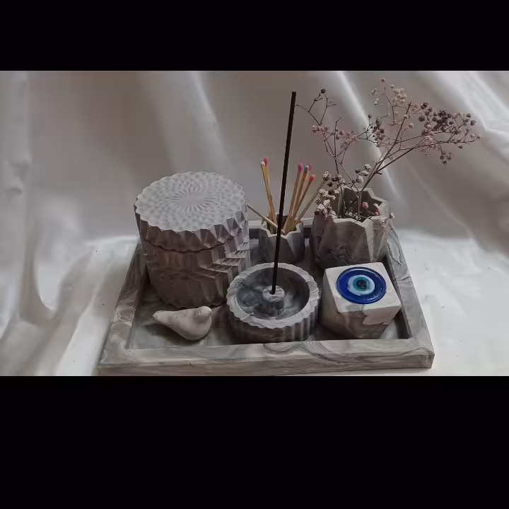 سینی دکوراتیو بتنی لبه دار7تیکه