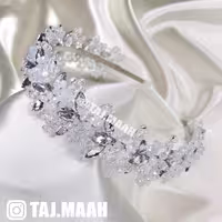 تاج و تل موی کریستال نقره ای مدل NGH ماه فام و تاج ماه