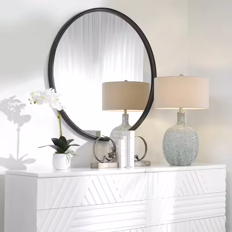 آینه الف مدل گرد فلزی طرح ظریف F-90