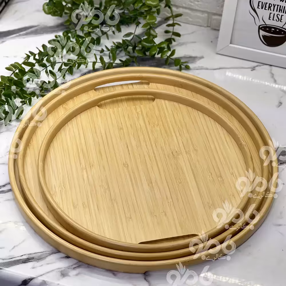 سینی بامبو گرد دسته تراش