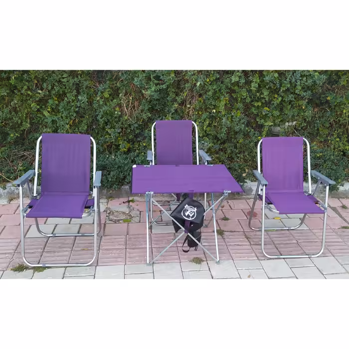 صندلی مسافرتی رنگ بنفش ( ست 3 نفره)