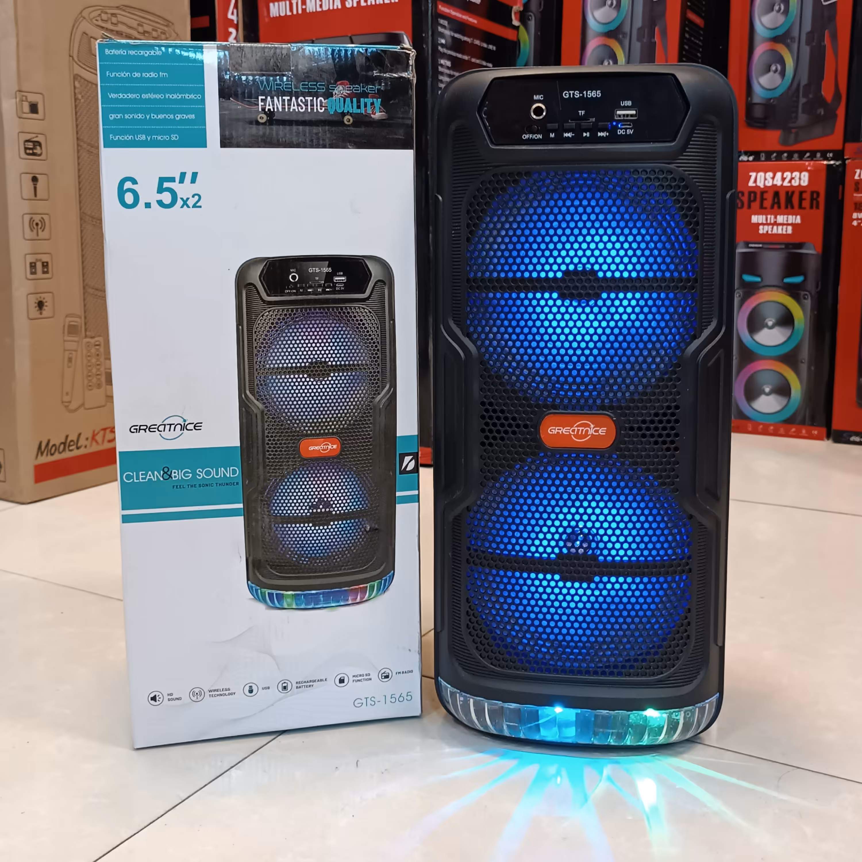 اسپیکر دبل ساب بلوتوثی قابل حمل گریت نایس مدل GTS1565