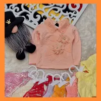 شومیزگلدار ژاکارددخترانه.بچگانه.گل برجسته.مناسب یک تا هفت سال