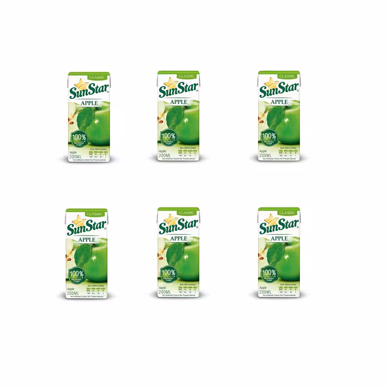 آبمیو سیب سان استار 0.2 لیتر - بسته 6 عددی