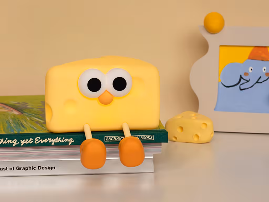 چراغ خواب سیلیکونی فانتزی رومیزی شارژی Cheese night light rechargeable silicone bedroom sleep L54