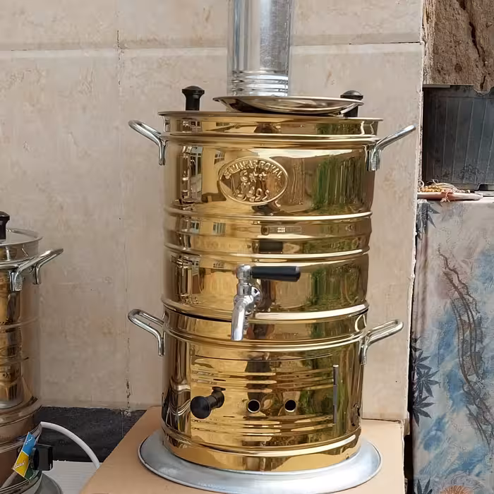 سماور طلایی 5لیتر  رویال ساخت تبریز جنس استیل  