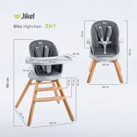 صندلی غذا پایه چوبی برند جیکل مدل bibz طوسی
