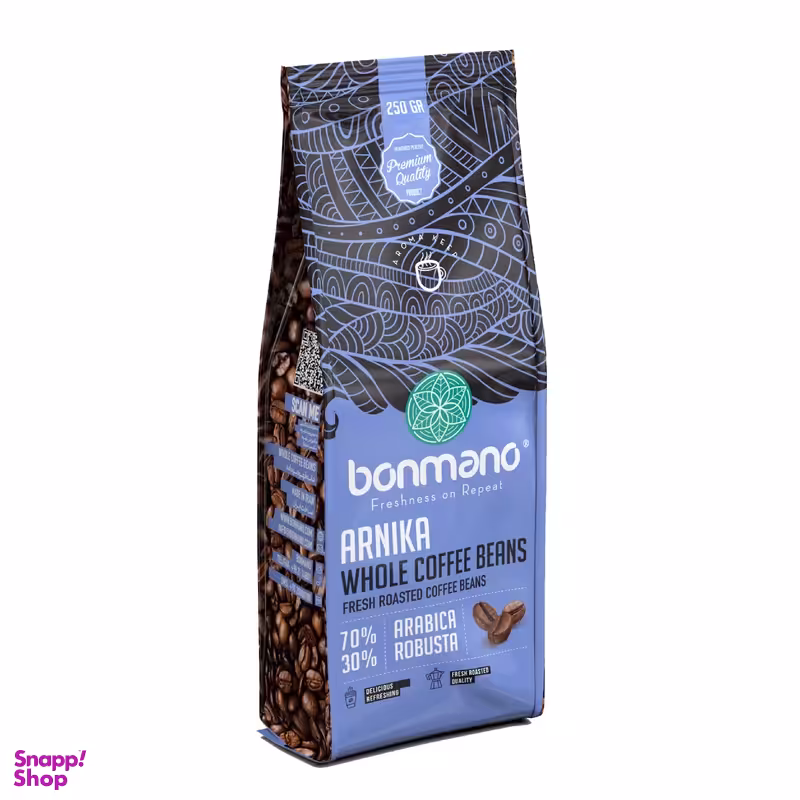دانه قهوه اسپرسو بن مانو آرنيکا وزن 250 گرم
