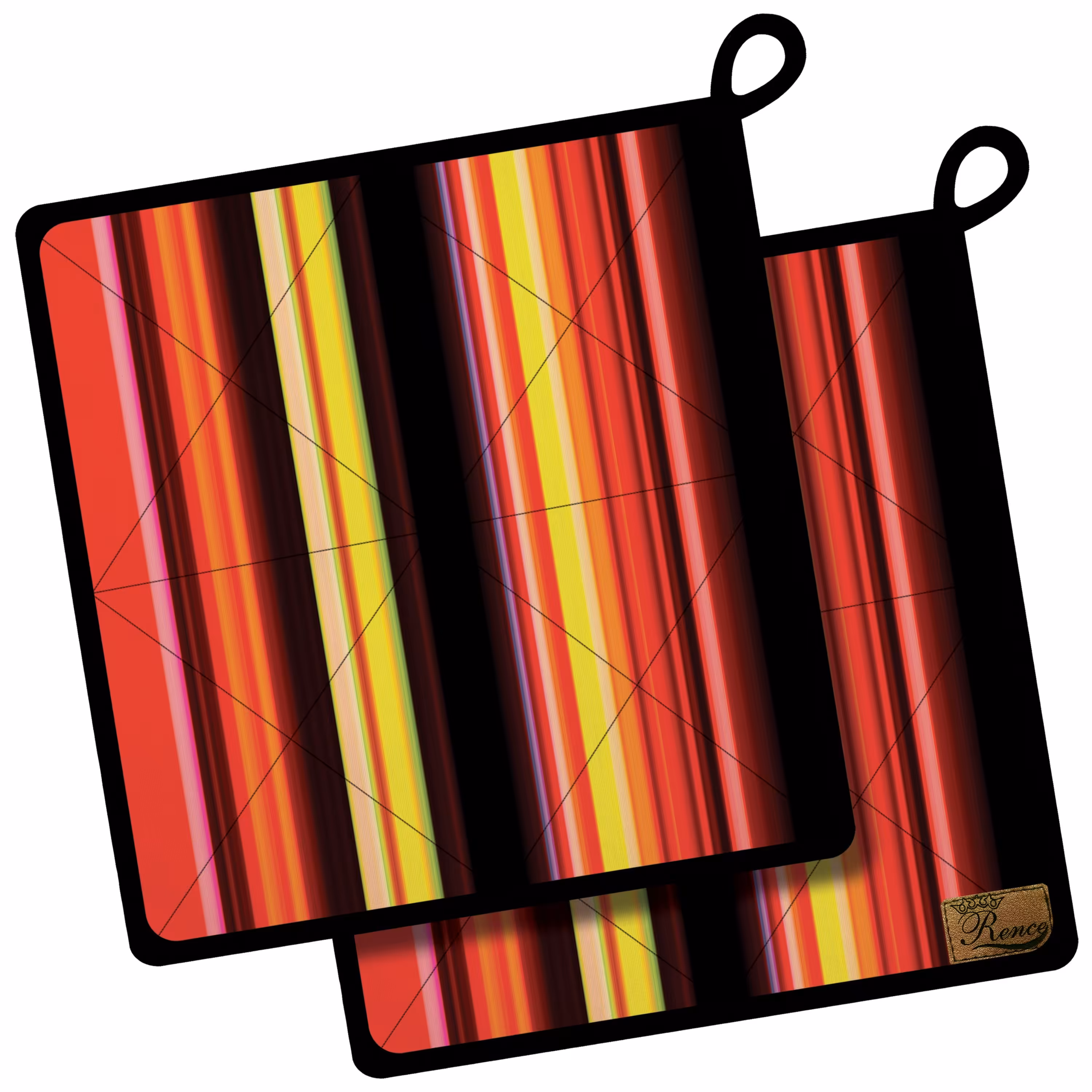 دستگیره آشپزخانه پارچه ای مخمل دو رو چاپ طرح راه راه سایز 18 در 18 مدل K1-86 شرکت رنس