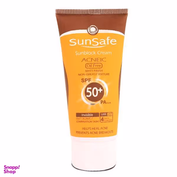 کرم ضد آفتاب آنتی آکنه سان سیف (Sunsafe) با spf50 مناسب پوست چرب