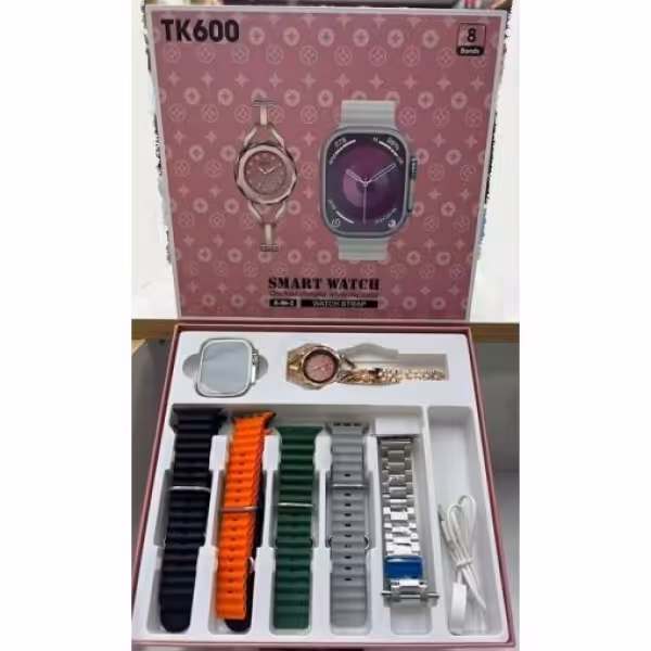 پک ساعت هوشمند و ساعت فلزی زنانه آنالوگ با 7 بند مدل TK600