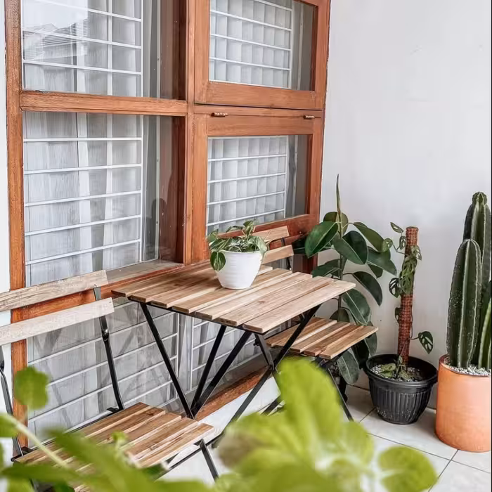 میز و صندلی تاشو 2نفره  تارنو طرح ایکیا Tarno ارسال  رایگان با اتوبوس  رنگ قهوه ای و خودرنگ(نخودی )