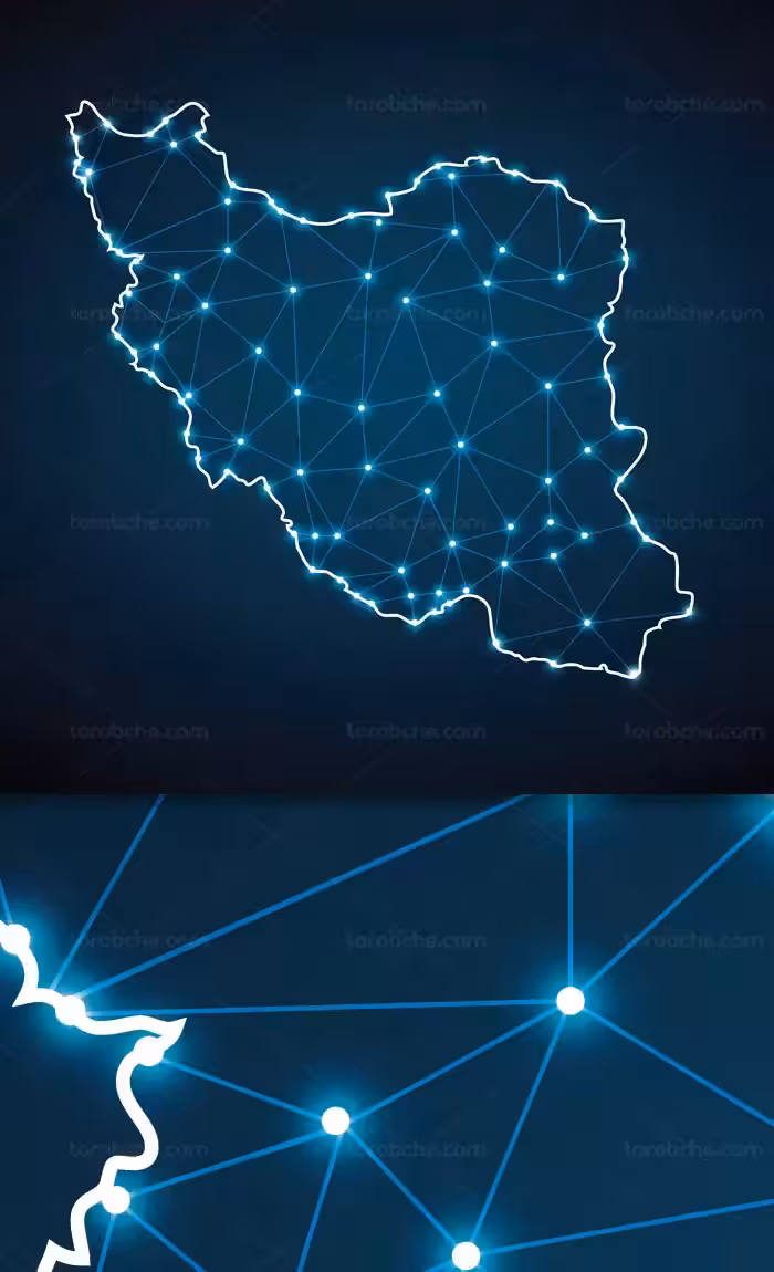 عکس با کیفیت نقشه ایران به صورت دیجیتال با نقاط شبکه ای - گرافیک با طعم تربچه