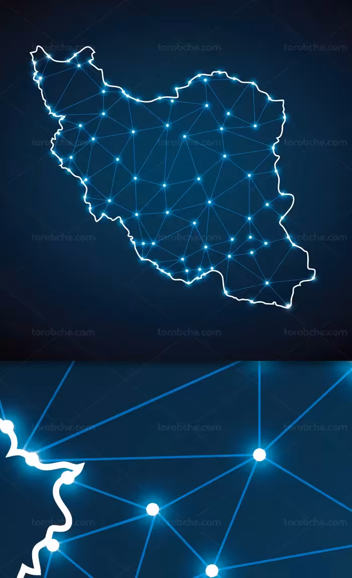 عکس با کیفیت نقشه ایران به صورت دیجیتال با نقاط شبکه ای - گرافیک با طعم تربچه