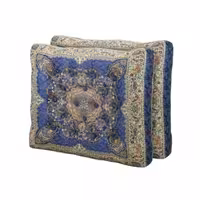 پشتی سنتی ترمه طرح افشار،رنگ  آبی درباری، بسته دو عددی

