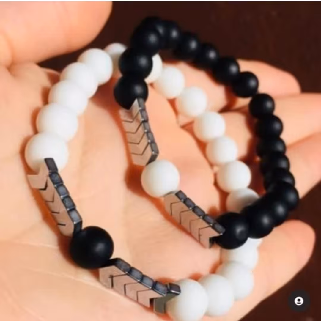 ست دستبند دوستی سنگ اونیکس و حدید