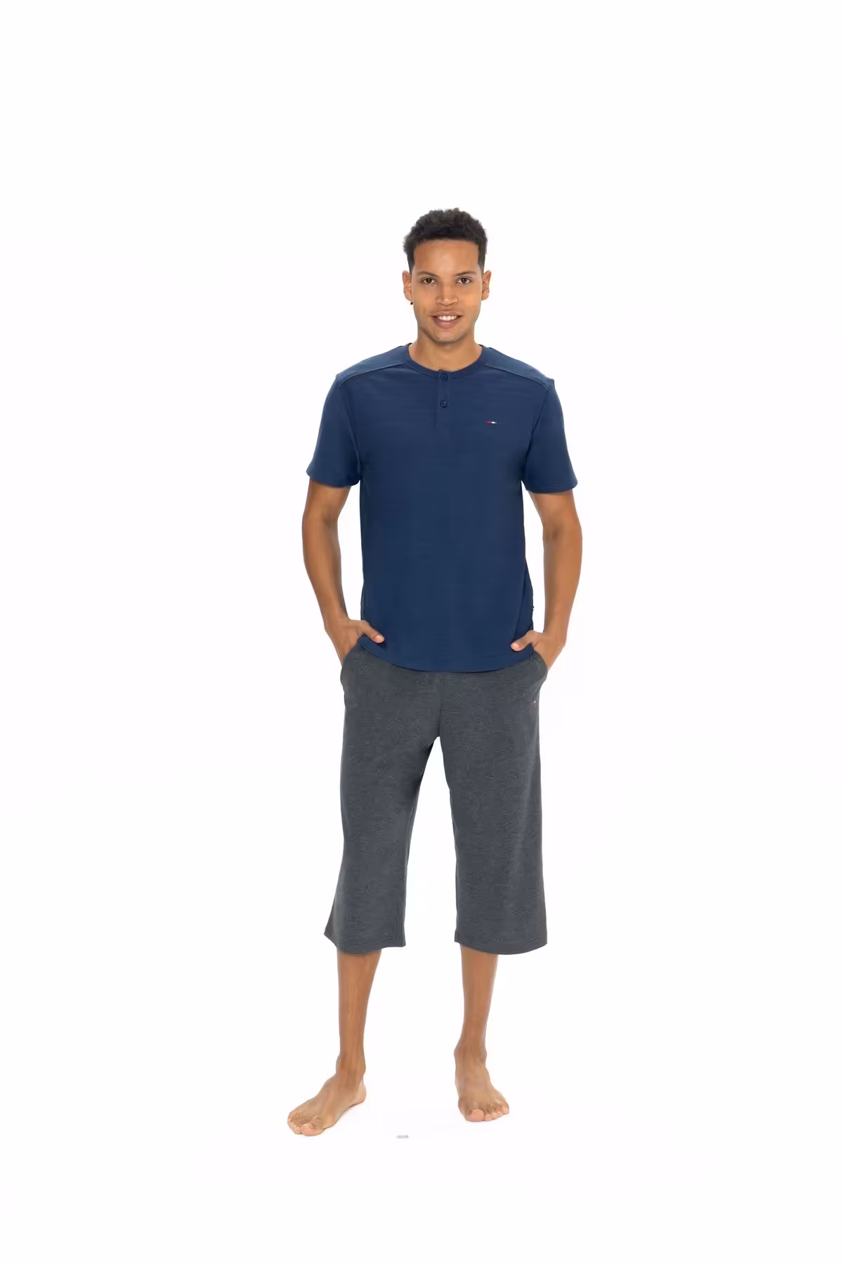 ست پیژامه آبی مردانه تی شرت یقه گردی USPA مجموعه SET U.S. Polo Assn.