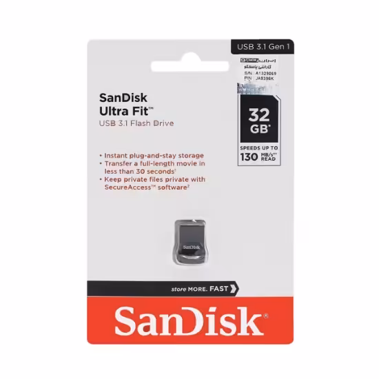 فلش مموری سن دیسک مدل ULTRA FIT USB 3.1 CZ430 ظرفیت 32 گیگابایت