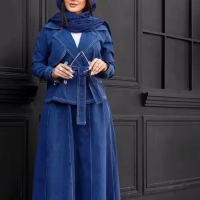 مانتو شلوار زنانه نخی مدل کت دامن شادی