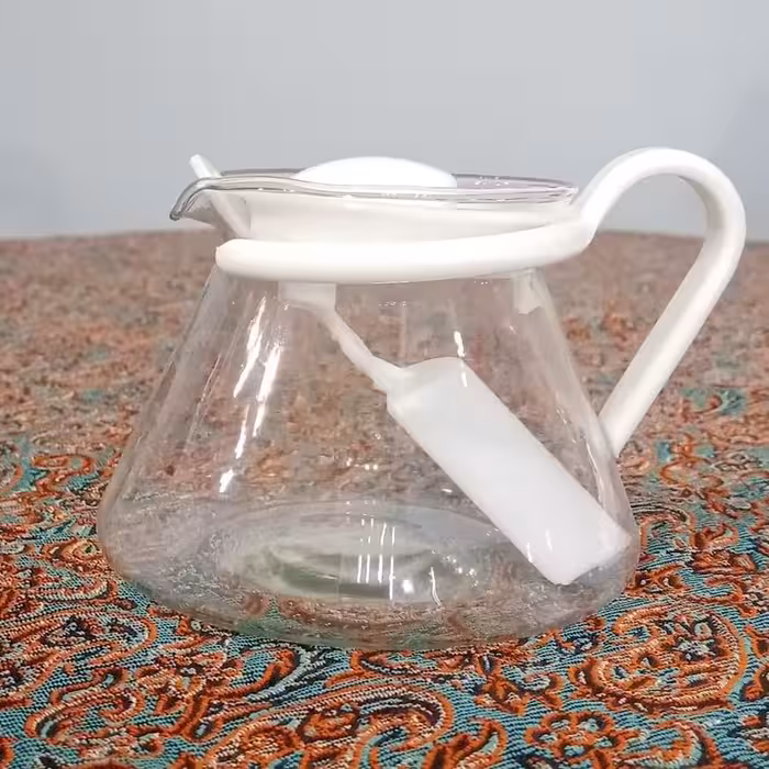 قوری زعفران لاکی -درب پلاستیکی -قاشق دار-حرارت غیر مستقیم 