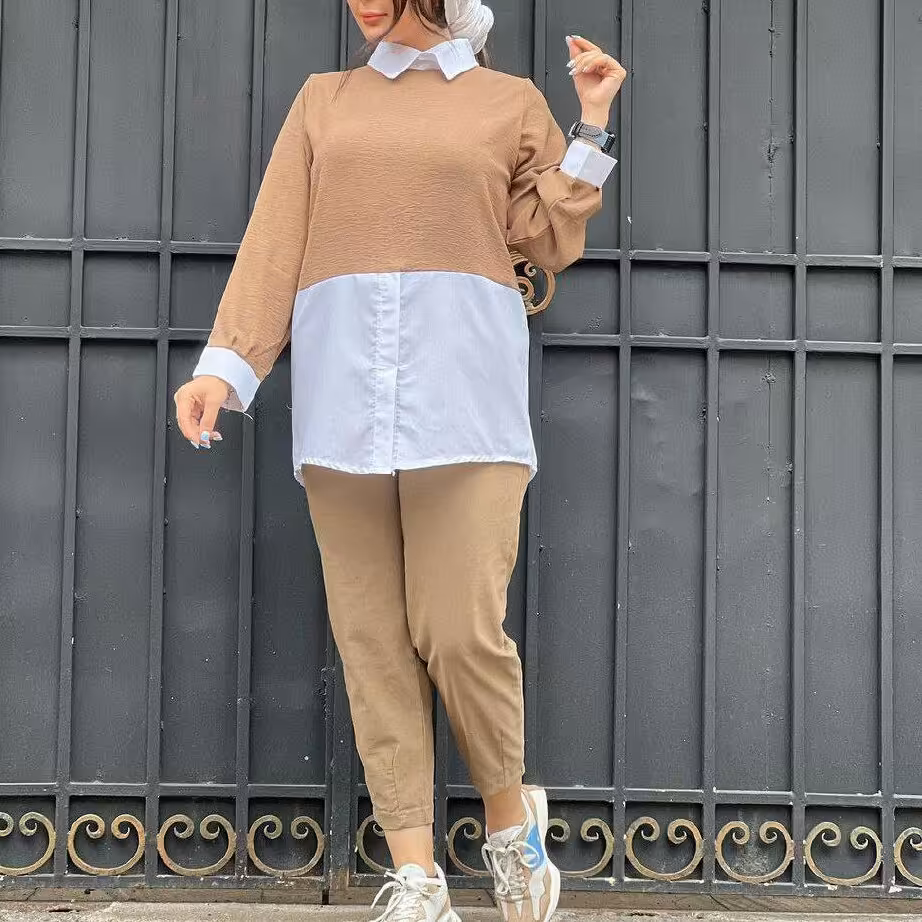 شومیز یقه دار هانا  جنس ابروبادی فری سایز تا 46    رنگ بندی در توضیحات 