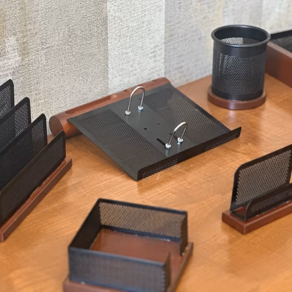 ست رومیزی چوب و فلز 7 تکه با کازیه