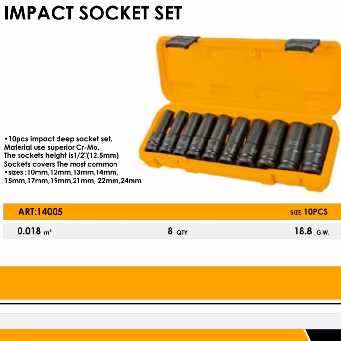 جعبه بکس فشار قوی پایه بلند مارک دینگی 10 عددی مناسب برای تعمیرگاه کد14005