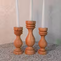 شمعدان چوبی ست سه عددی دکوری درباری 