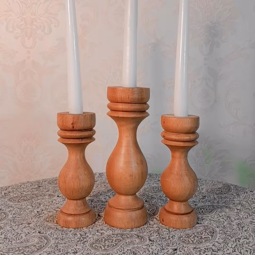 شمعدان چوبی ست سه عددی دکوری درباری 