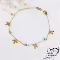 دستبند استیل آویز برگ روکش طلا کد 10827