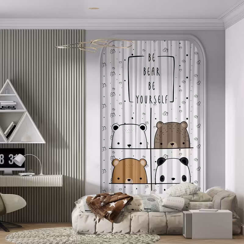 پرده پانچی طرح کودک سایز 140 در 280 جنس هازان کد220