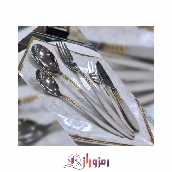 سرویس قاشق و چنگال 24 نفره 120 پارچه کمر طلایی یونیک