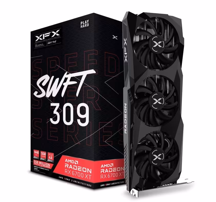 کارت گرافیک  ایکس اف ایکس مدل SPEEDSTER SWFT 309 Radeon RX 6700 XT CORE Gaming 12GB GDDR6 حافظه 12 گیگابایت