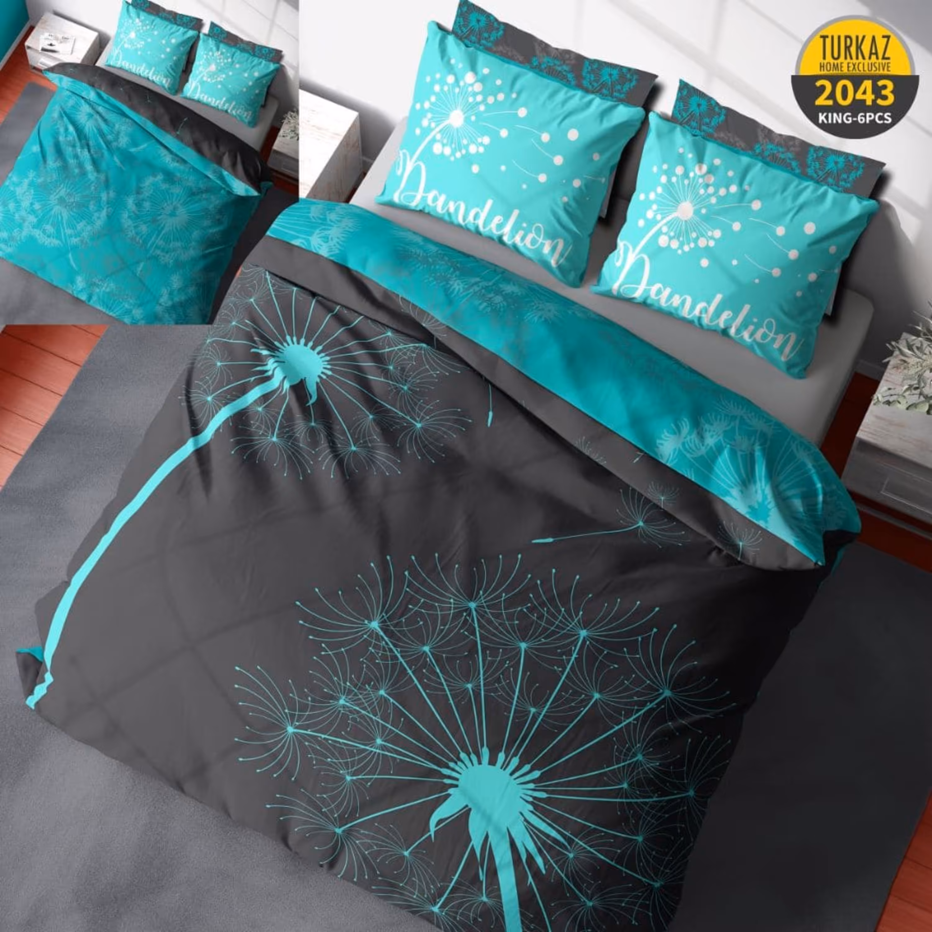 سرویس لحاف روتختی 2 نفره چاپی تنسل برند ترکاز(Turkaz) کد 2043