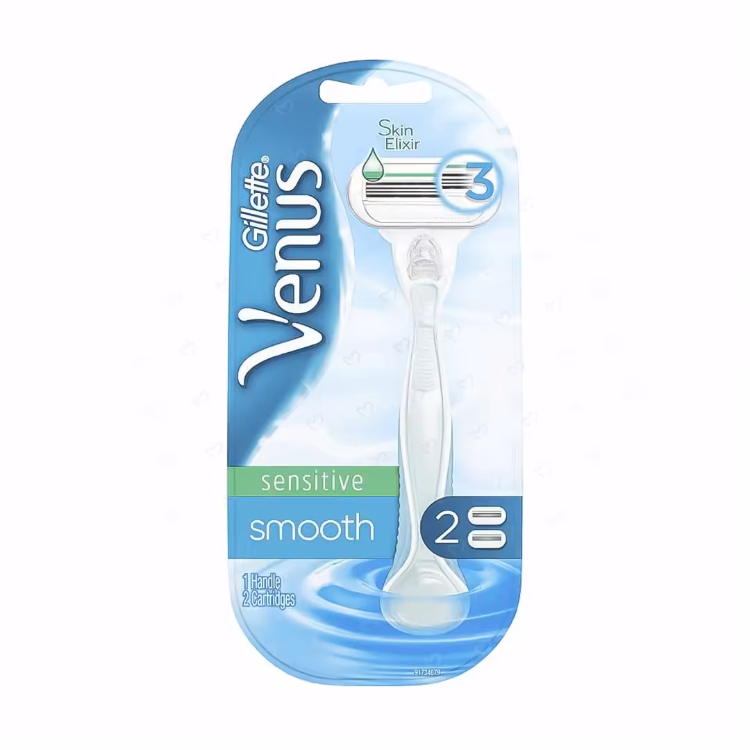 قیمت و خرید خودتراش سه لبه زنانه ژیلت مدل Venus Sensitive Smooth به همراه یدک 2 عددی ⚡ اصل
