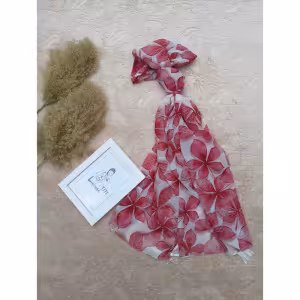 شال حریر گلدار گلگلی سفید صورتی سرخابی منگوله دار