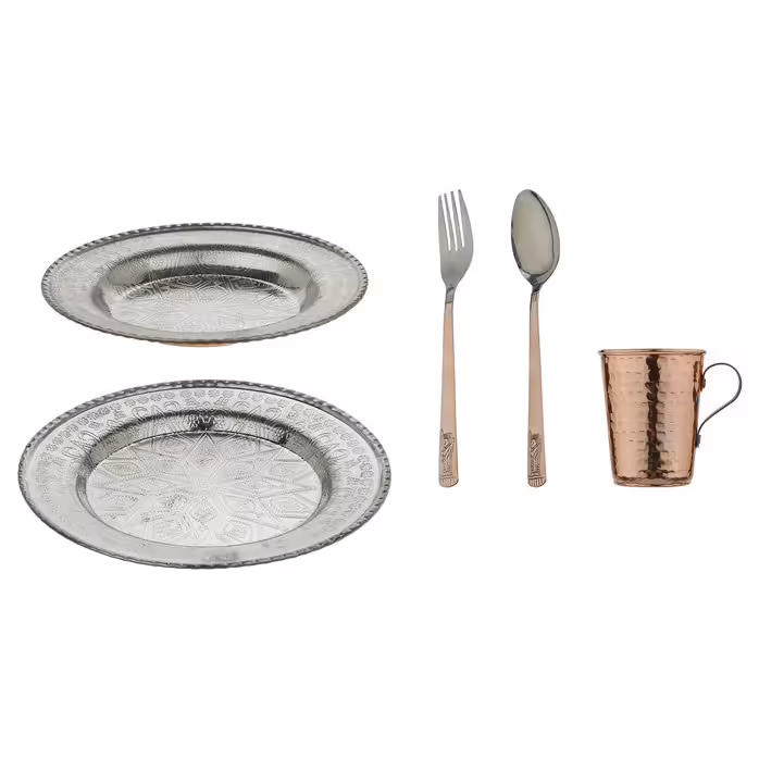 سرویس غذا خوری مسی مس زنجان 5 پارچه کد 001